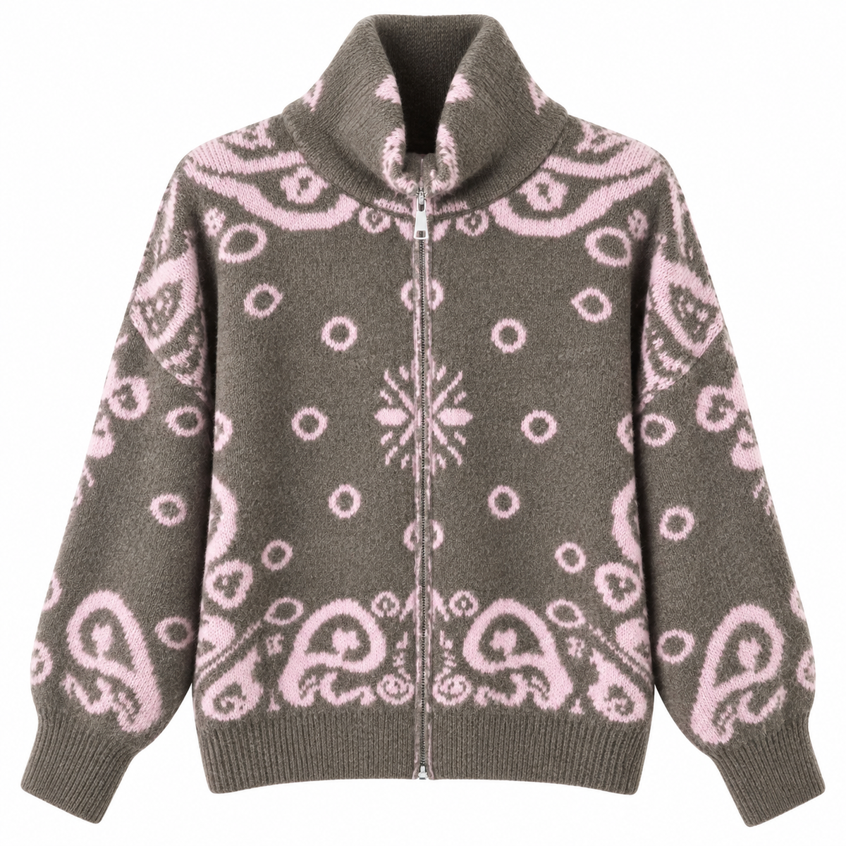 Paisley Zipper Cardigan