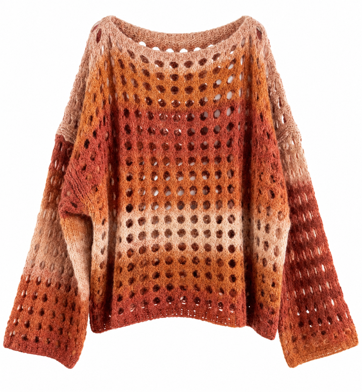 Kuscheliger Lochstrick-Pullover mit Farbverlauf