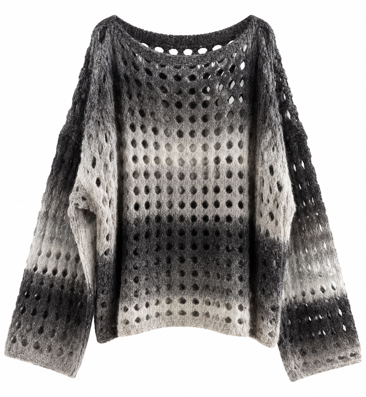 Kuscheliger Lochstrick-Pullover mit Farbverlauf