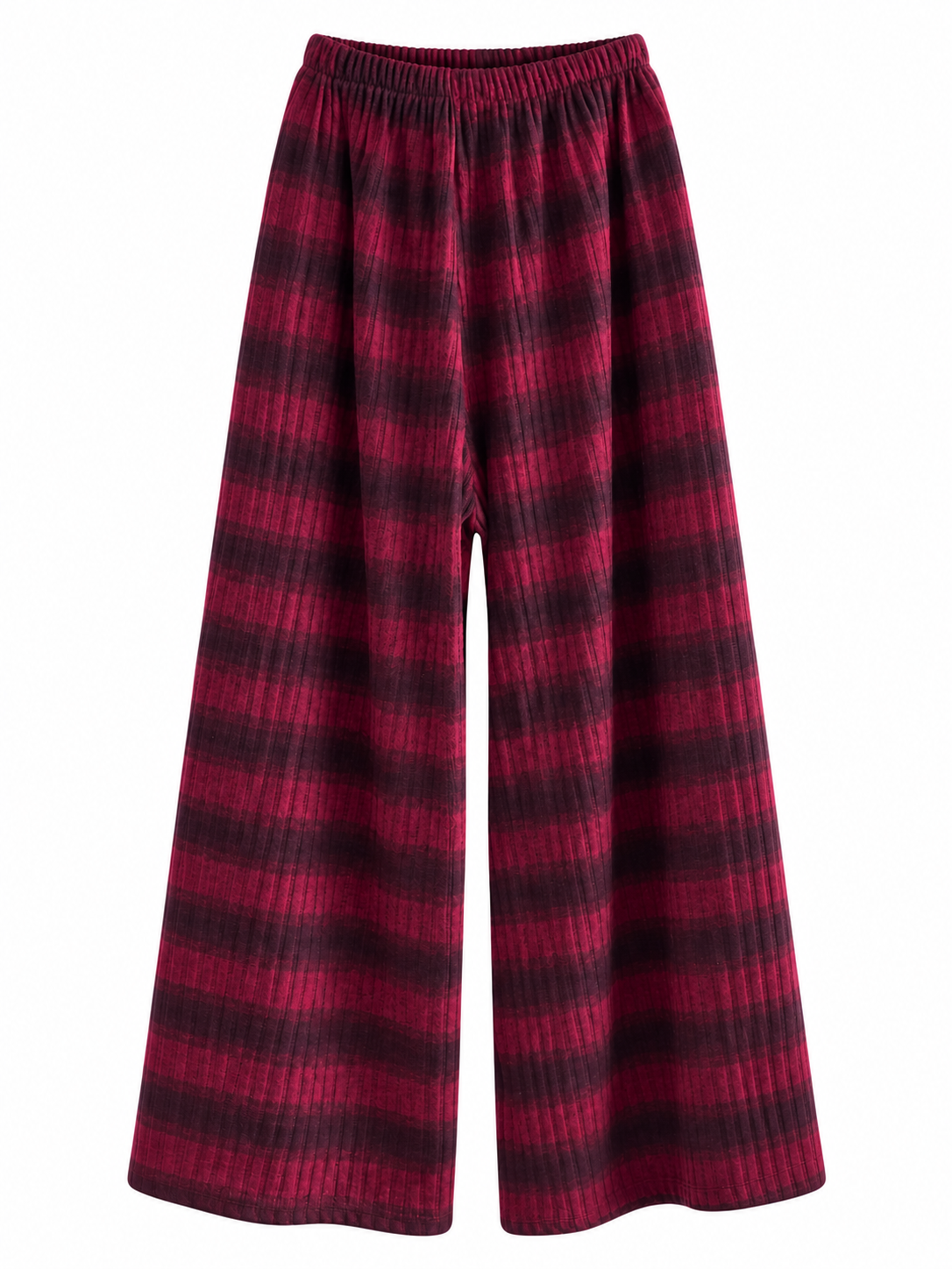 Kuschelige Strickhose mit Streifen – Wide Leg