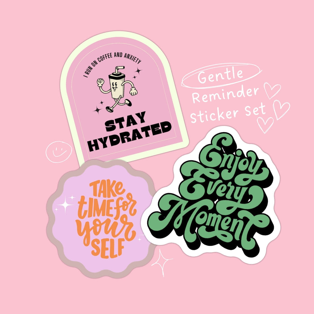 Gentle Reminder Sticker Set – Soft Touch | Selfcare, Balance & Achtsamkeit