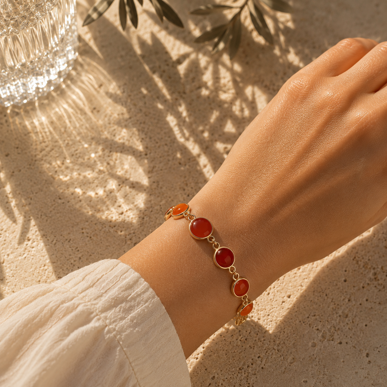 Vergoldetes Karneol Armband aus 925 Sterling Silber – Lebensfreude & Stärke