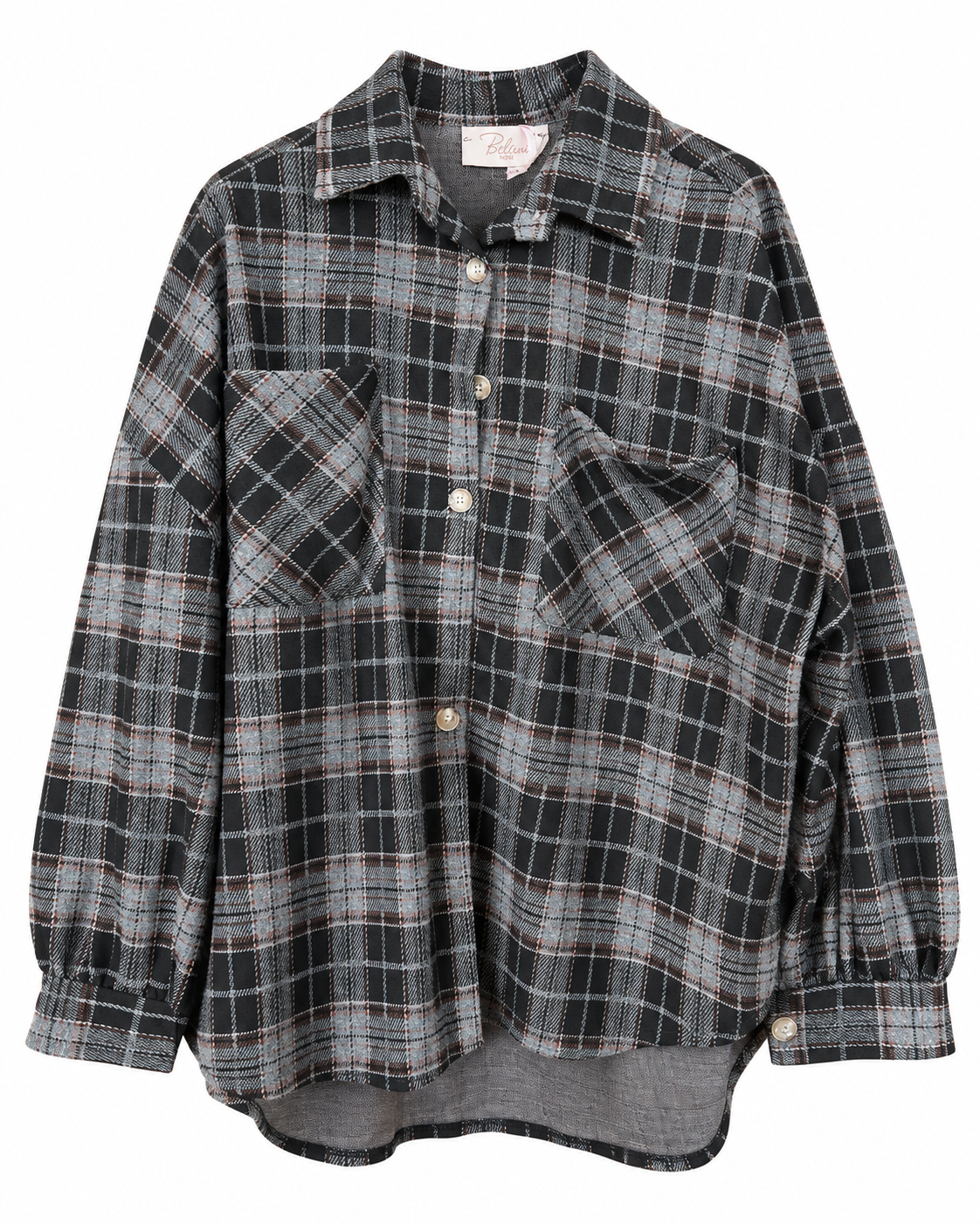 Karo Oversize Hemd – Schwarz/Grau