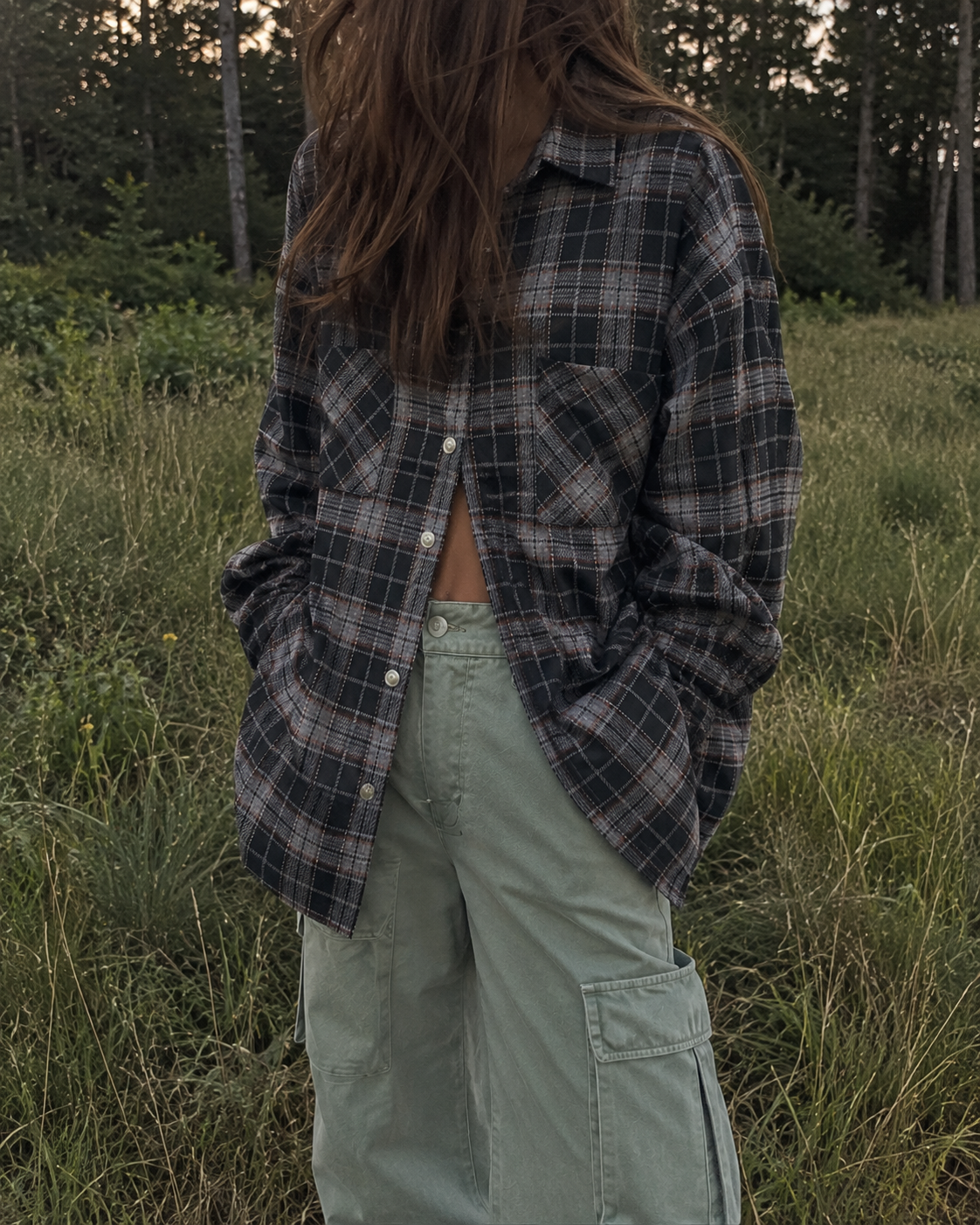 Karo Oversize Hemd – Schwarz/Grau