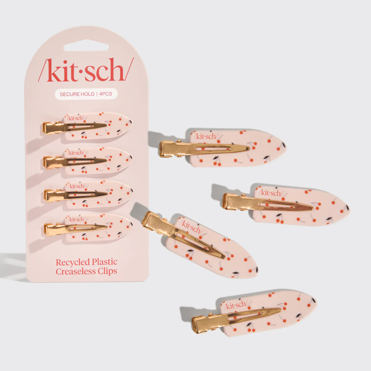 Kitsch Cherry Print 4er Set Clips – Haarklammern ohne Knick