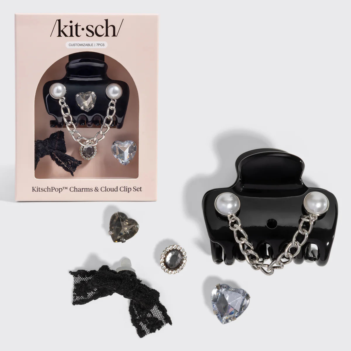 Kitsch Pop Cloud Clip Haarspange & Charms – Vintage Schwarz