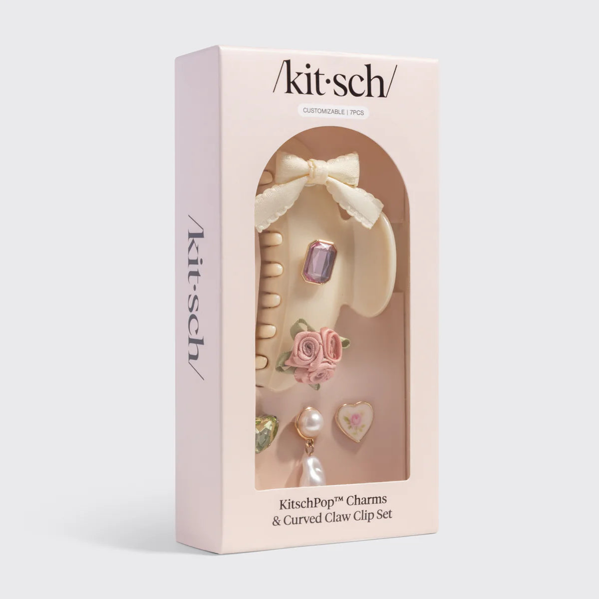 Kitsch Pop Curved Claw Clip Haarspange & Charms – Pearlized Cream