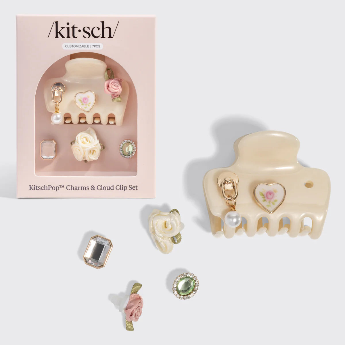 Kitsch Pop Cloud Clip Haarspange & Charms – Perlmutt Creme