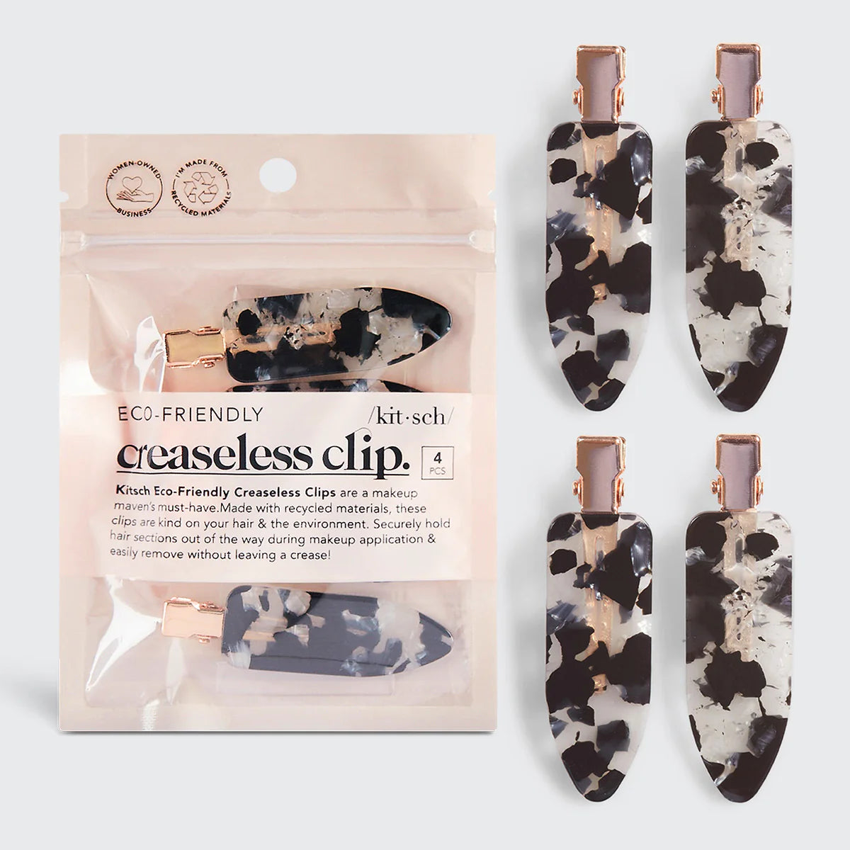 Kitsch Black Terrazzo 4er Set Clips – Haarklammern ohne Knick