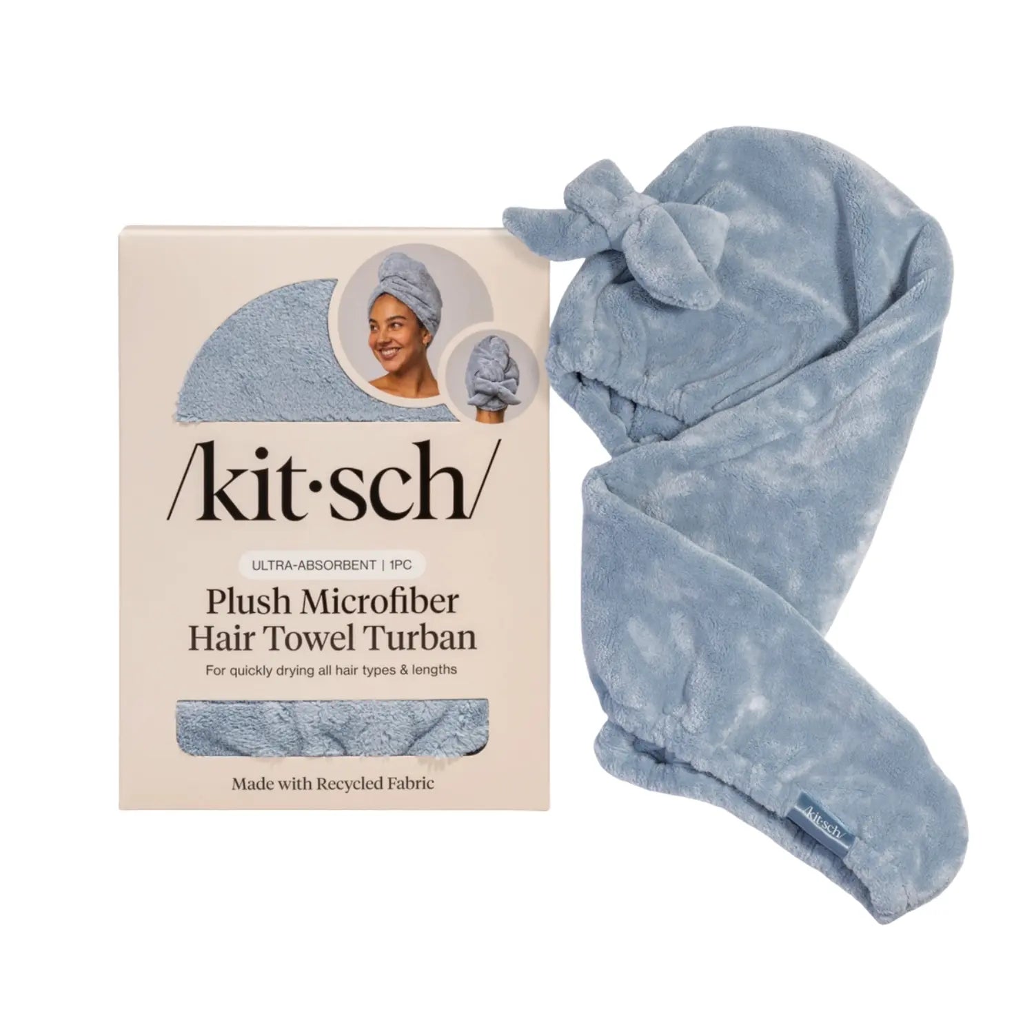 Kitsch Mikrofaser Haarturban mit Schleife – Coastal Blue