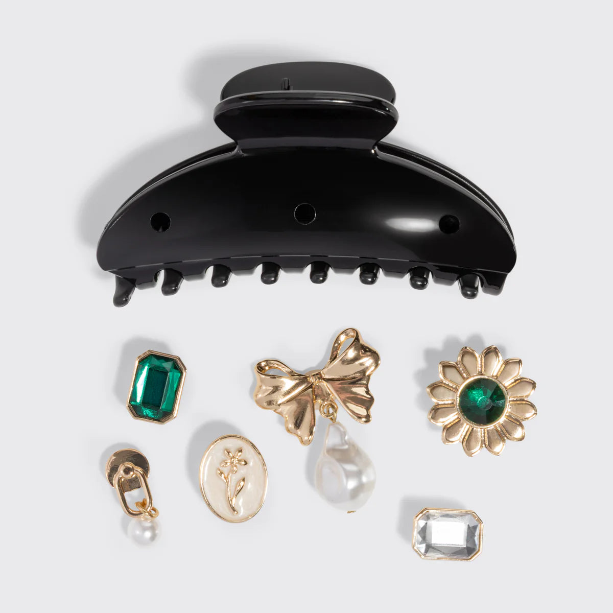 Kitsch Pop Curved Claw Clip Haarspange & Charms – Vintage Schwarz