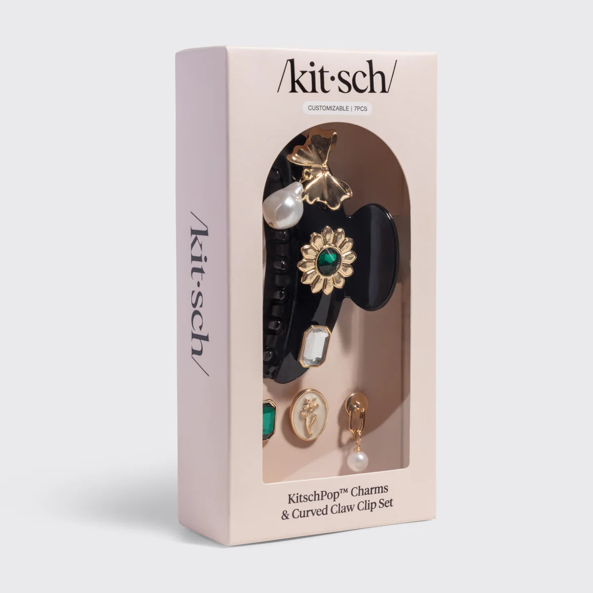 Kitsch Pop Curved Claw Clip Haarspange & Charms – Vintage Schwarz