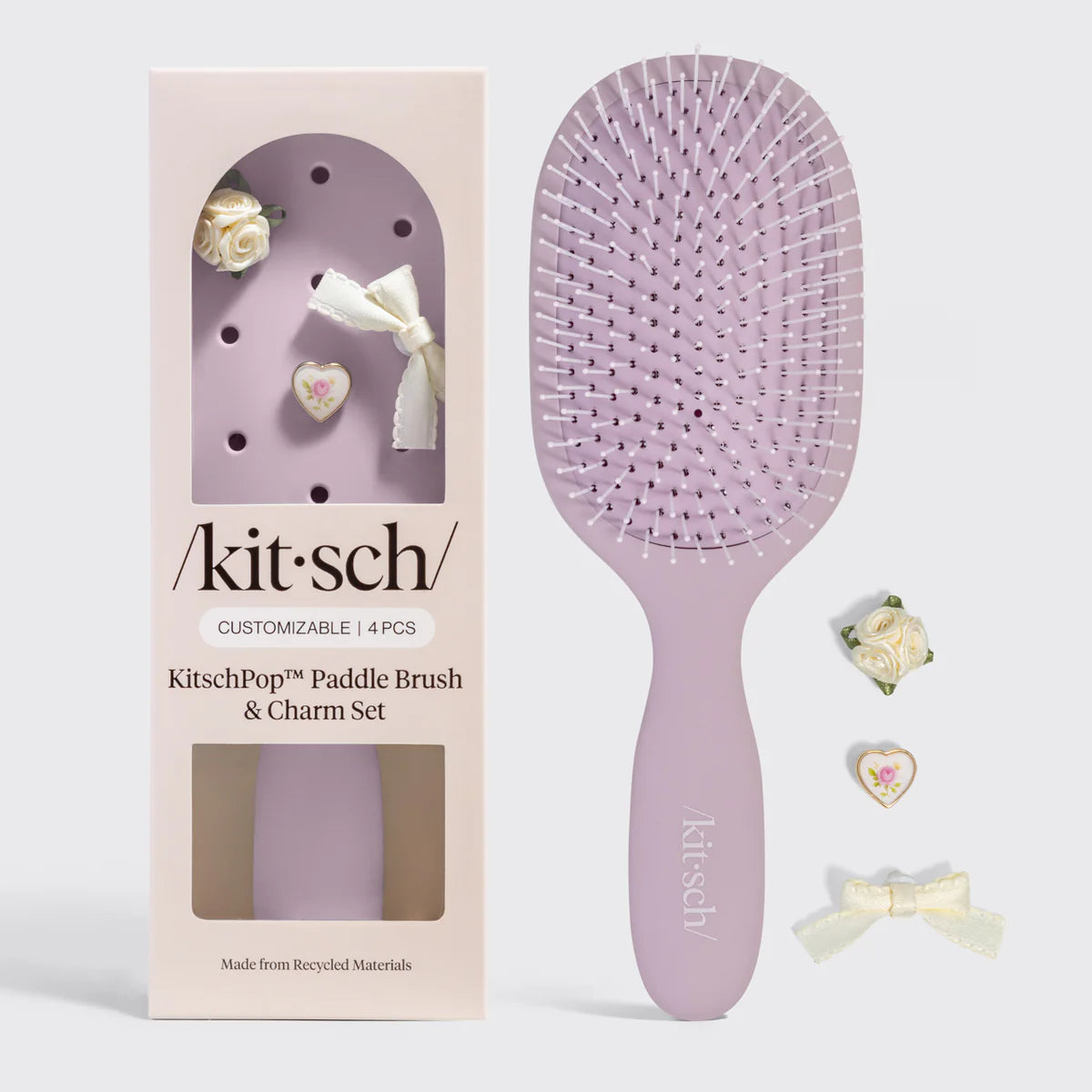 Kitsch Pop Charm Paddle Haarbürste - Personalisierbar – Flieder