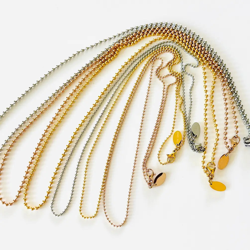 Kugelkette aus Edelstahl – Silber, Rosé oder Gold