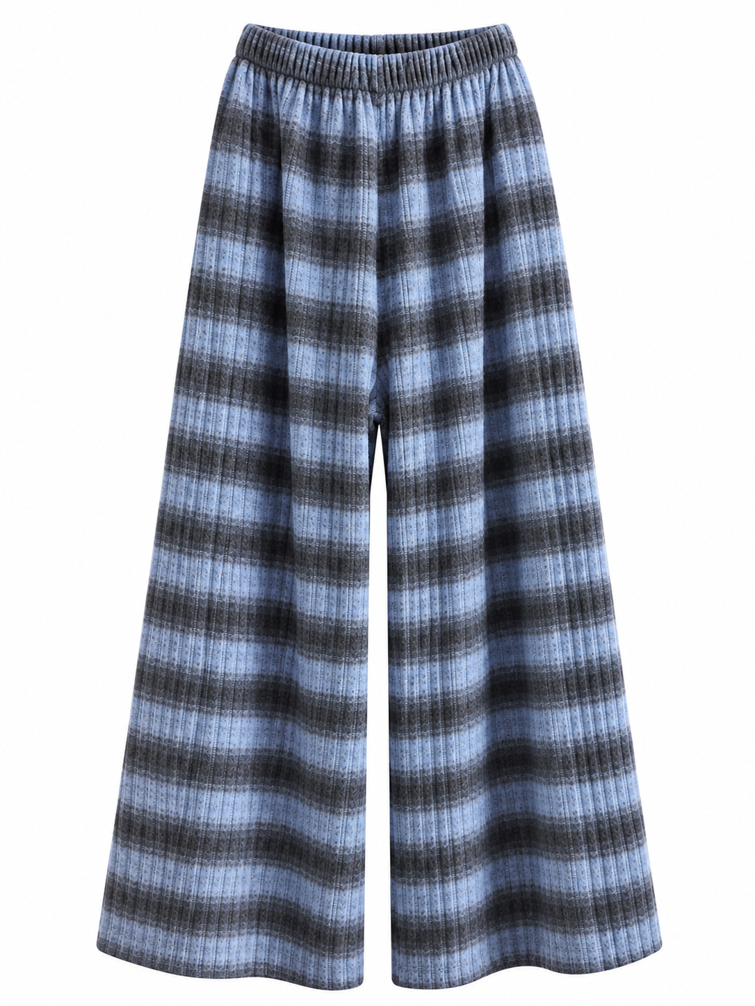 Kuschelige Strickhose mit Streifen – Wide Leg