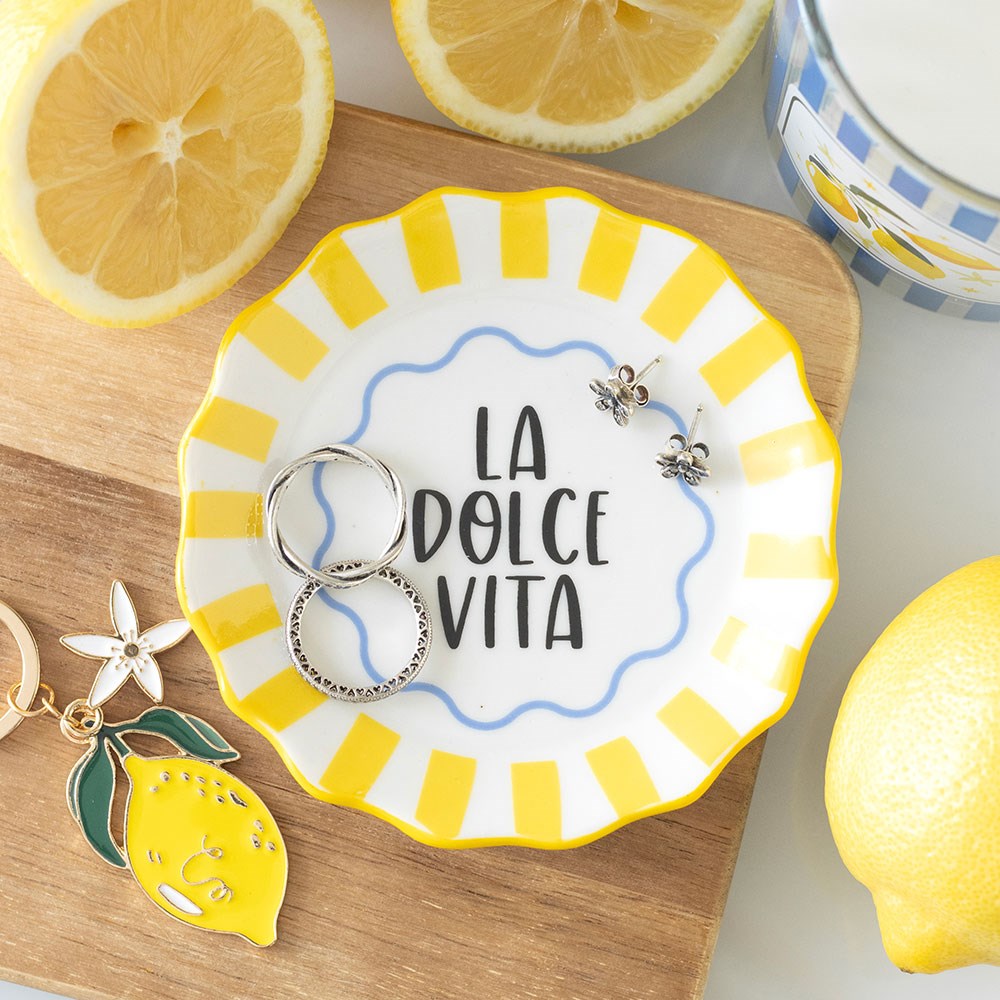 Schmuckschale „La Dolce Vita“ – Keramikschale mit gelben Streifen