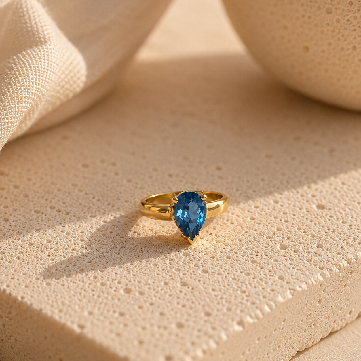 London Blue Topas Ring aus 925 Sterling Silber vergoldet | Größe 56