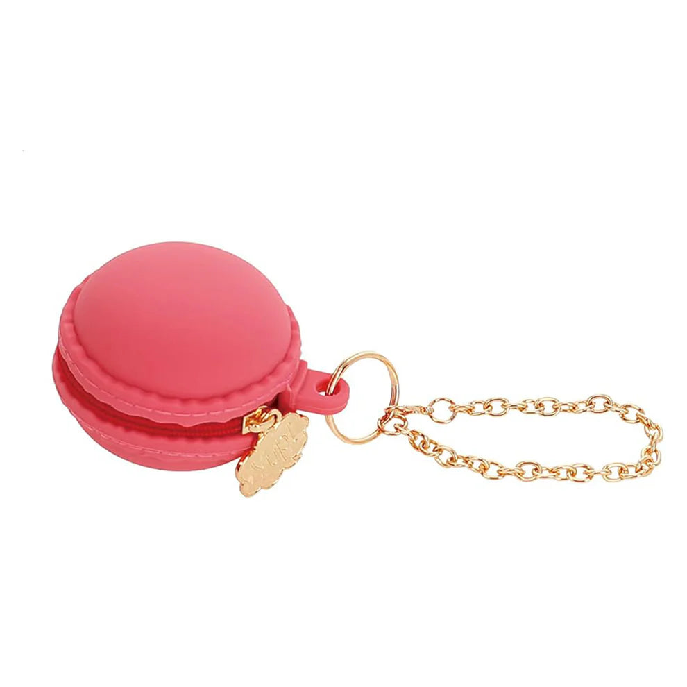 Marushin Yup! Raspberry Macaron Pouch – Mini Tasche in Himbeer Macaron Design mit goldener Kette
