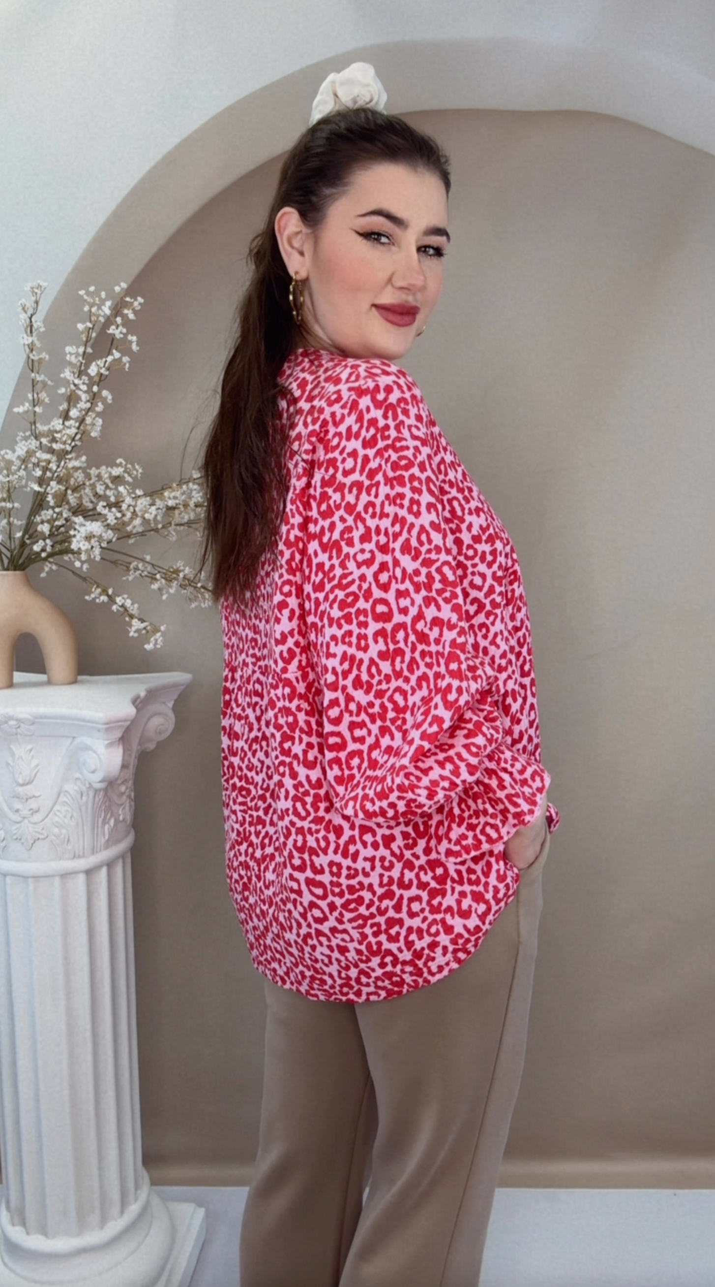 Leo Musselin Tunika - Pink und Rot