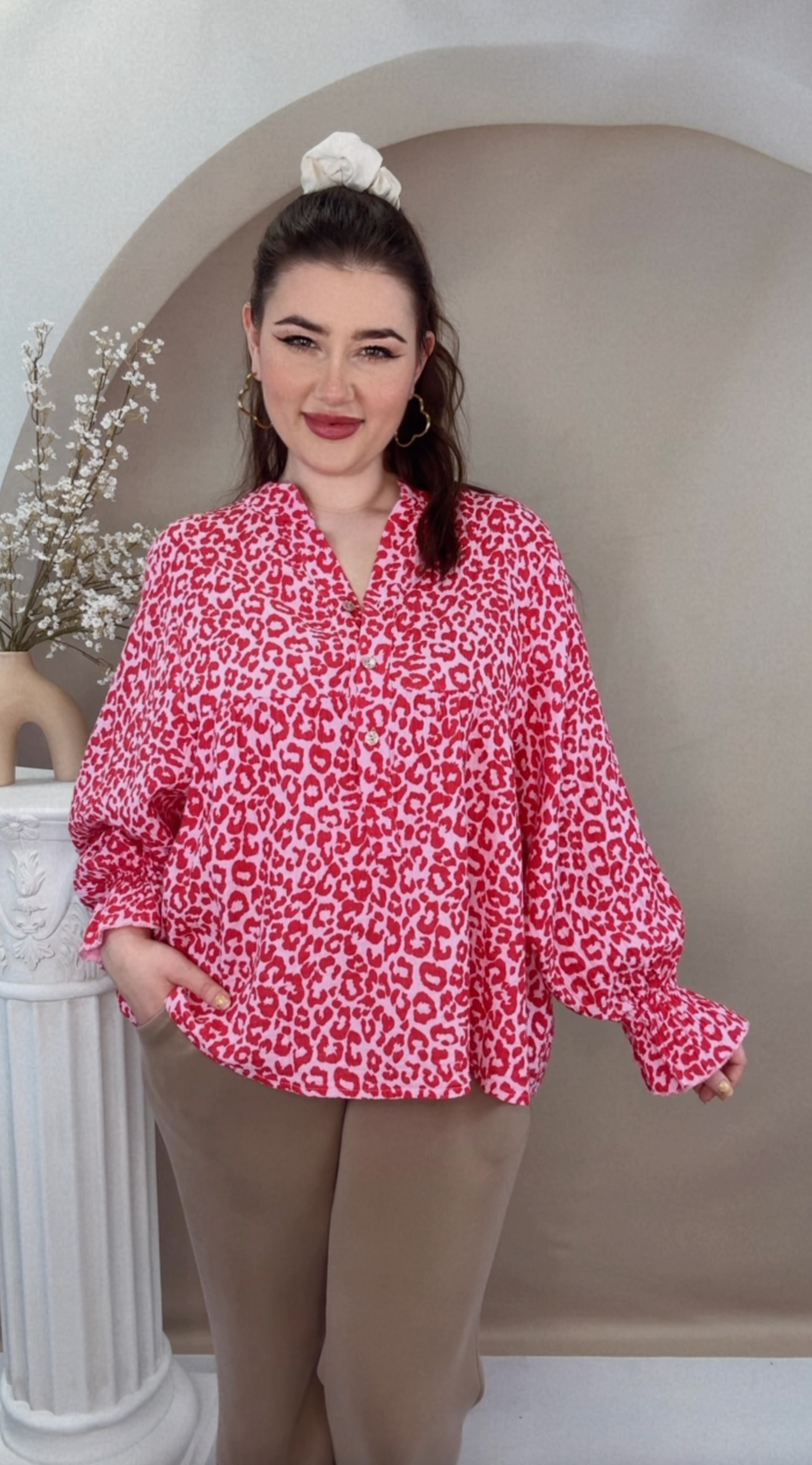 Leo Musselin Tunika - Pink und Rot