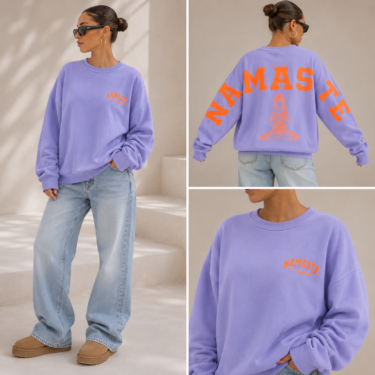 Namaste Oversize Sweatshirt – Lila Orange