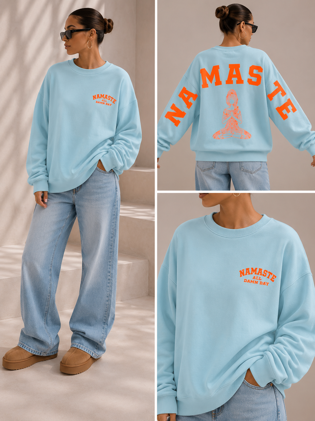 Namaste Oversize Sweatshirt – Türkis Orange