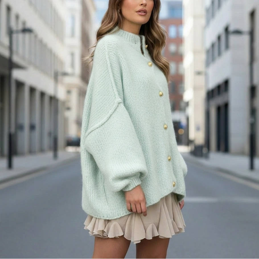 Längerer Oversize Cardigan - Mint Grün