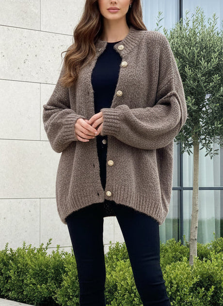 Längerer Oversize Cardigan - Taupe