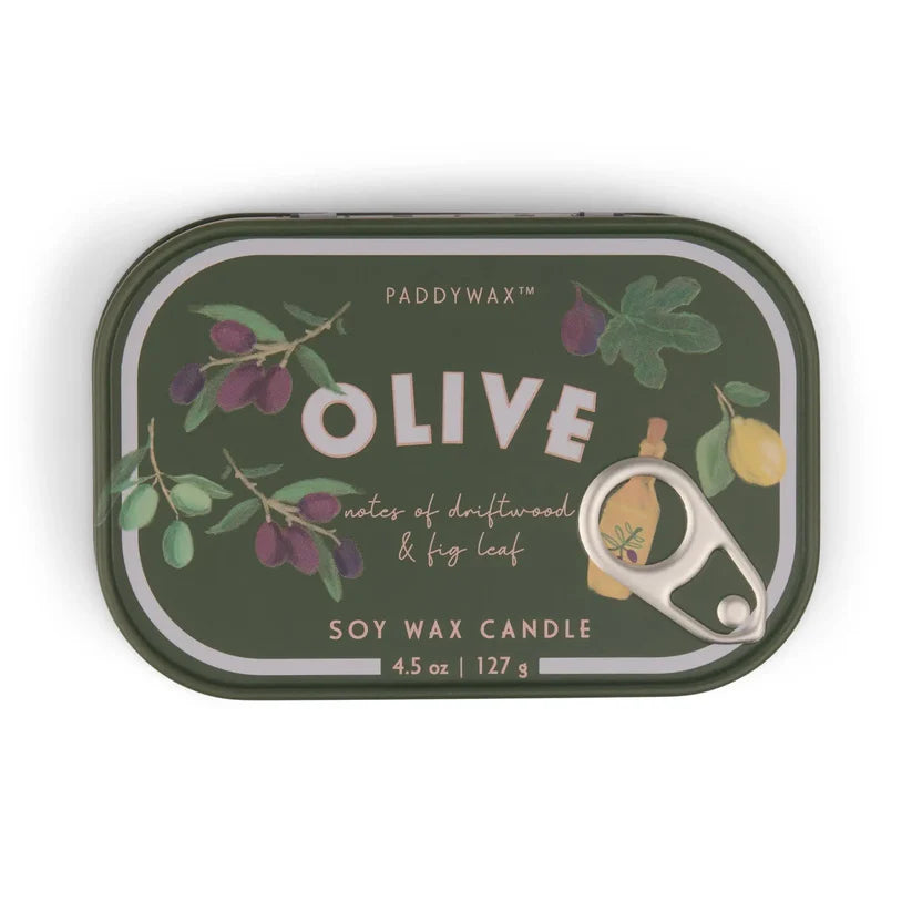 Fig & Olive Duftkerze in Metalldose - Feigen & Holzakkorde – Paddywax Bistro Kollektion