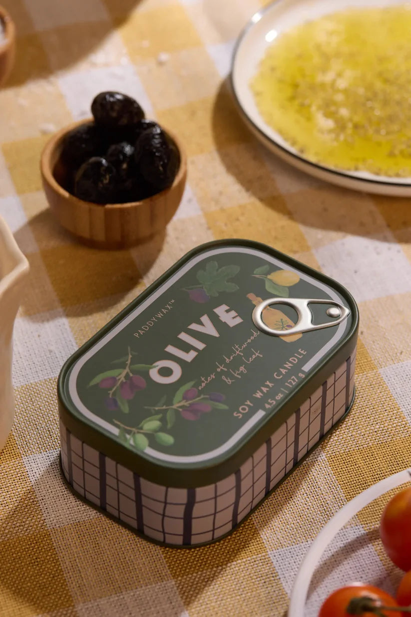 Fig & Olive Duftkerze in Metalldose - Feigen & Holzakkorde – Paddywax Bistro Kollektion