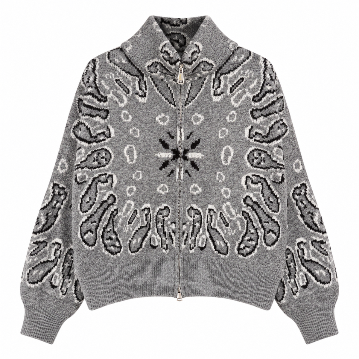 Paisley Zip Cardigan – Grau