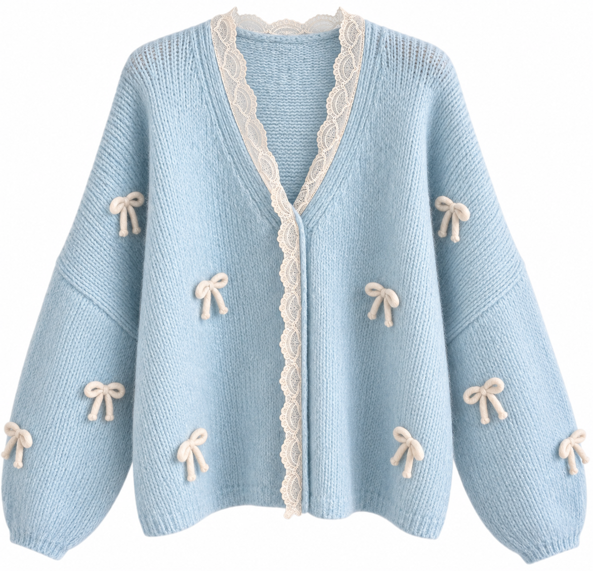 Cozy Bow Cardigan – mit Schleifen & Spitze