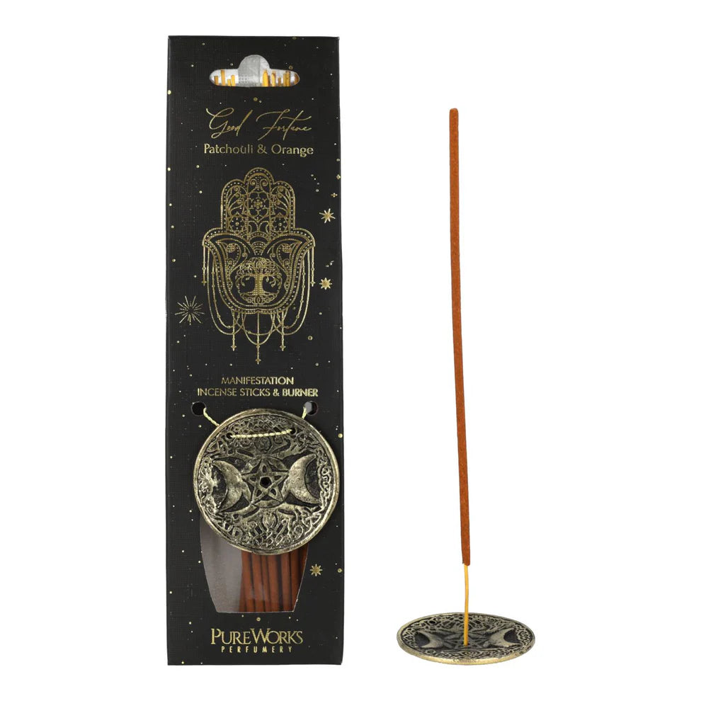Pure Works „Good Fortune" Räucherstäbchen mit dekorativem Halter - Patchouli & Orange