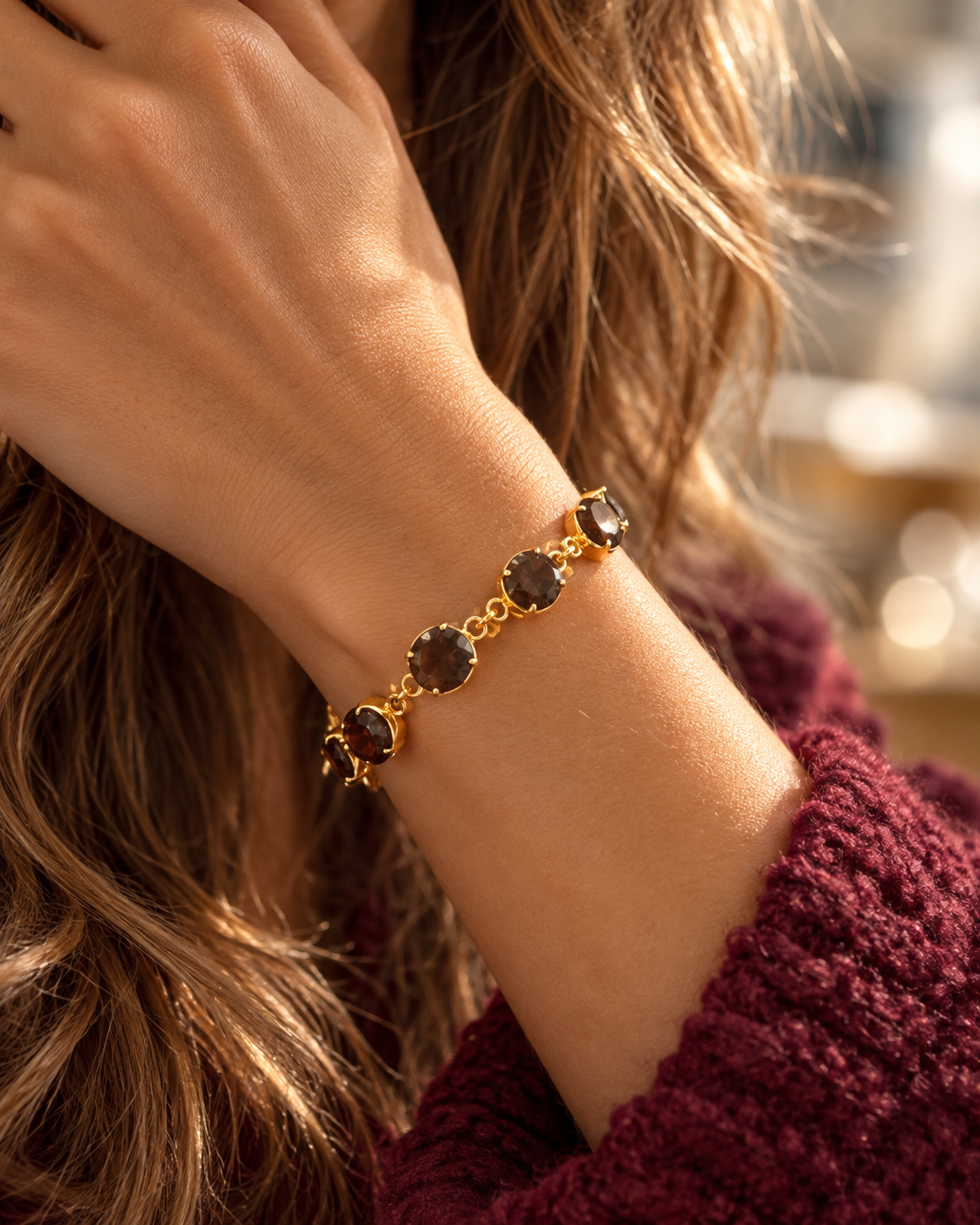 Rauchquarz Armband – Vergoldetes 925 Sterling Silber