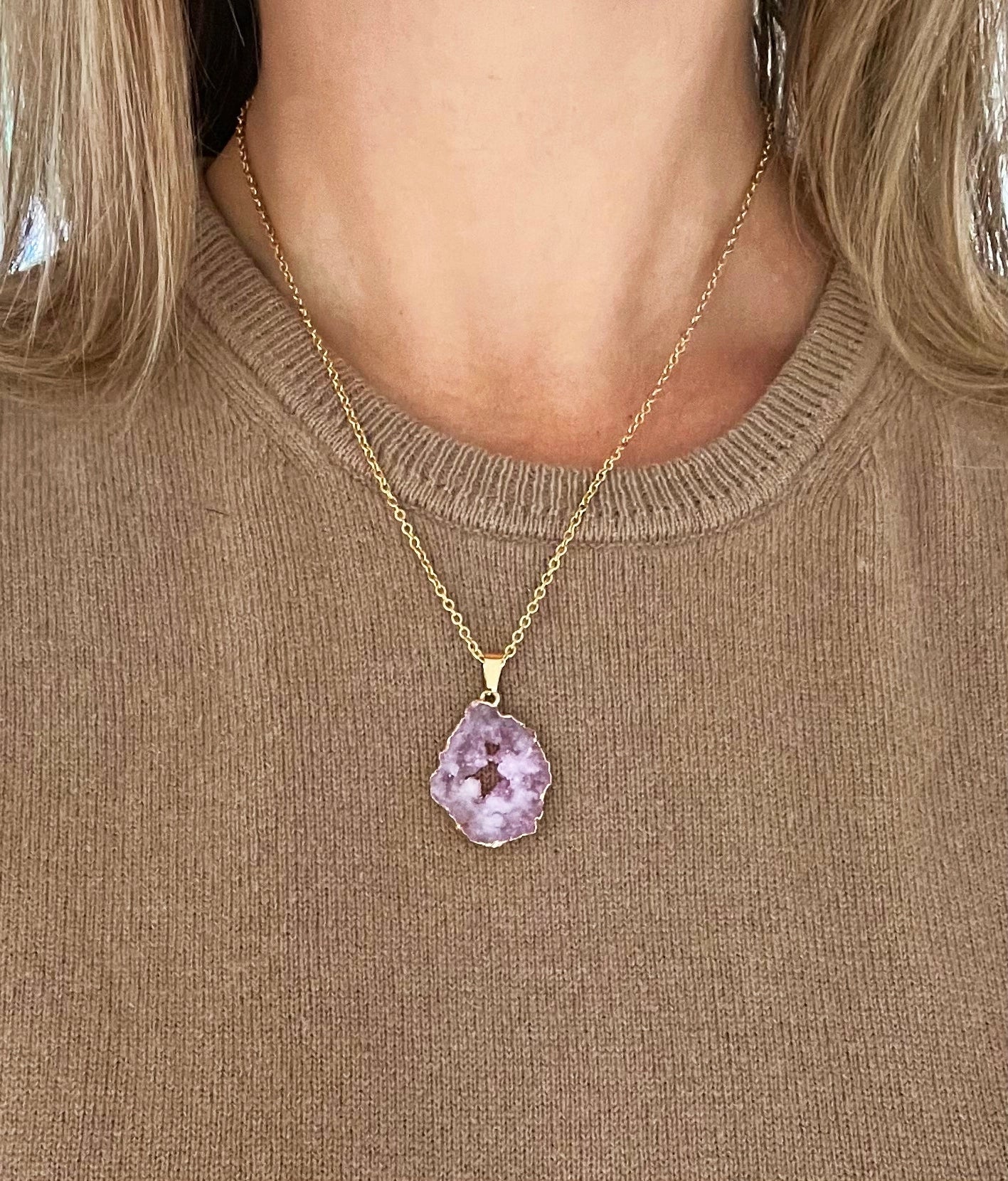 Druzy Achat Kette - Rosa