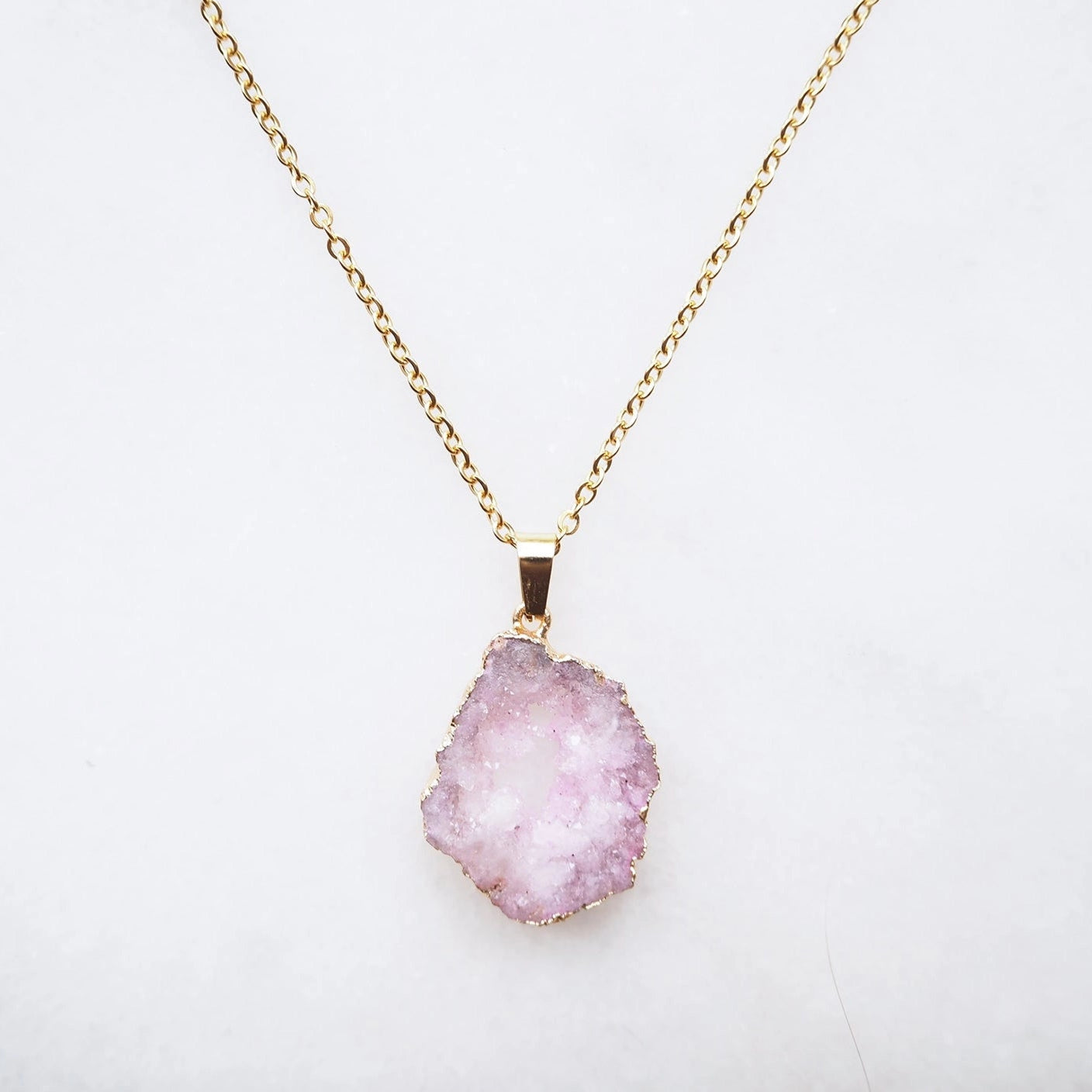 Druzy Achat Kette - Rosa