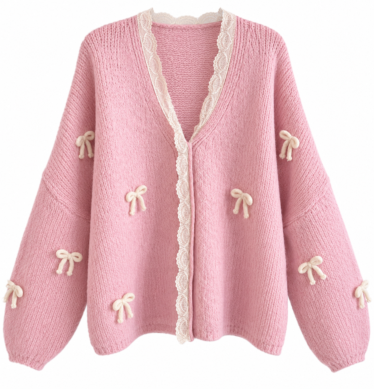 Cozy Bow Cardigan – mit Schleifen & Spitze