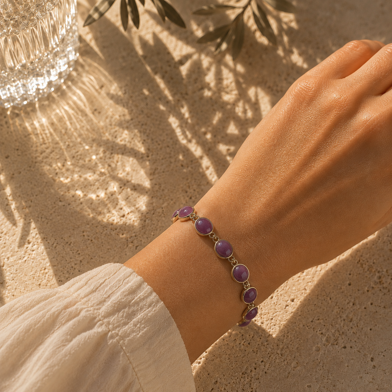 Vergoldetes Rubin Armband aus 925 Sterling Silber