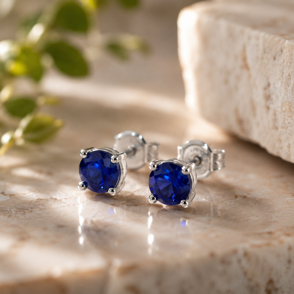 Saphir Ohrstecker aus 925 Sterling Silber – Zeitlose Eleganz in intensivem Blau