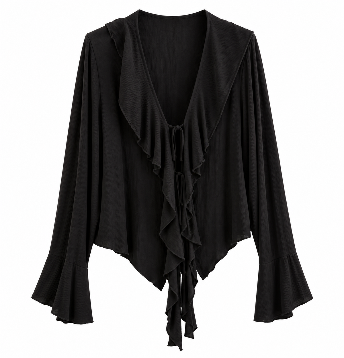 Boho Rüschenbluse mit Bindebändern