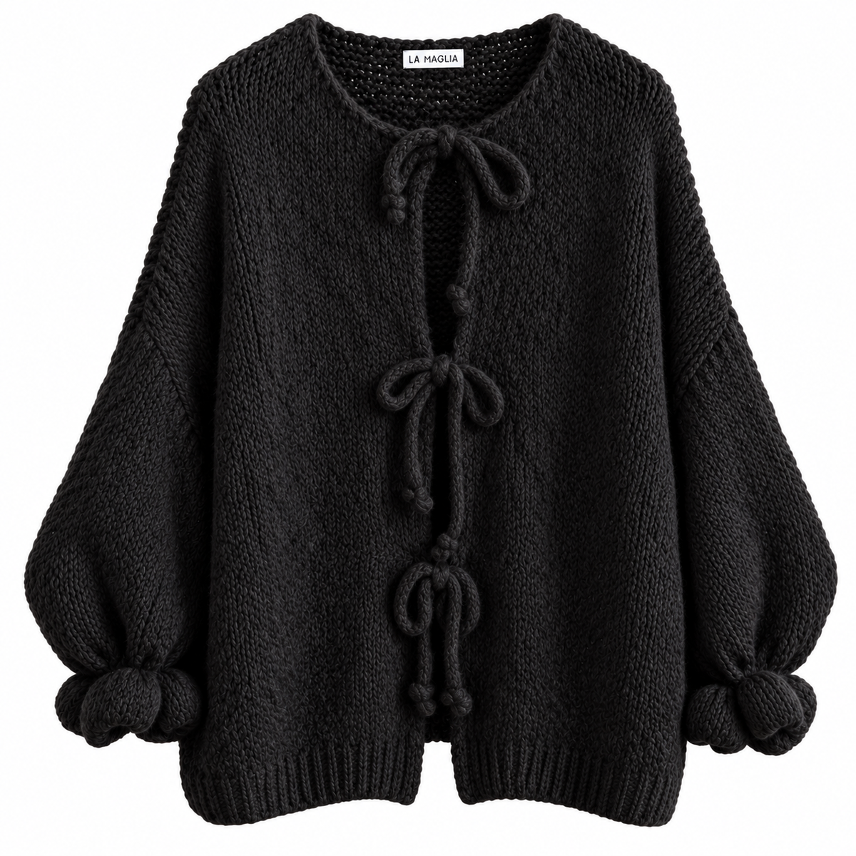 Kuscheliger Bow Cardigan – Strickjacke mit Schleifen