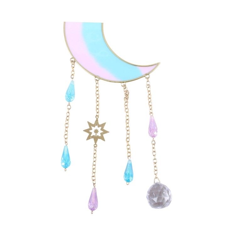Iridescent Crescent Moon Suncatcher - Pastel Sky Sonnenfänger