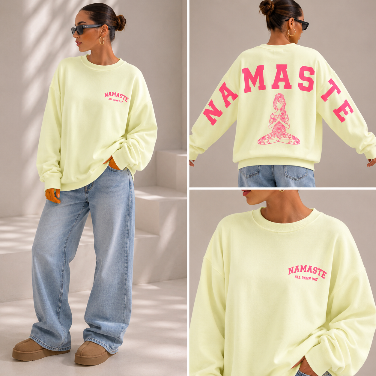 Namaste Oversize Sweatshirt – Gelb Rosa