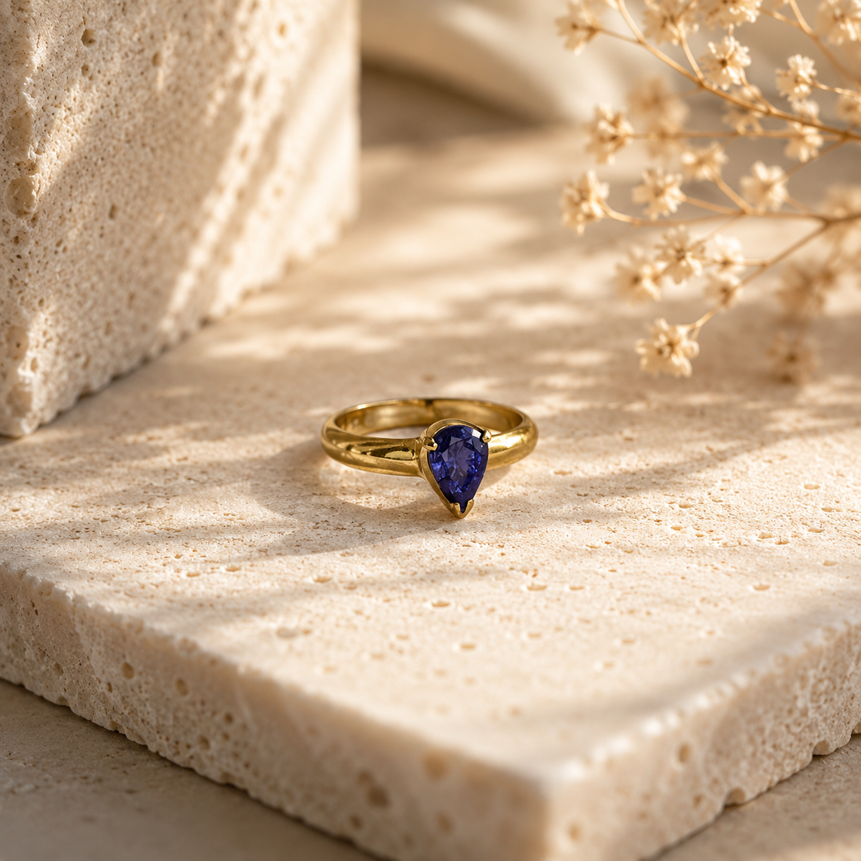 Tansanit Ring aus 925 Sterling Silber vergoldet | Größe 55