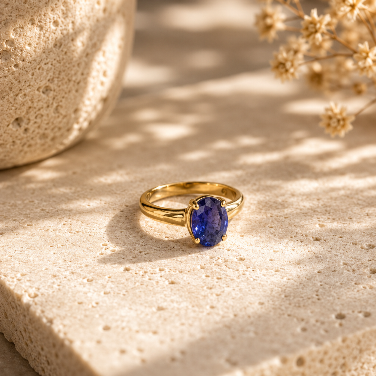 Tansanit Ring aus 925 Sterling Silber vergoldet | Größe 53