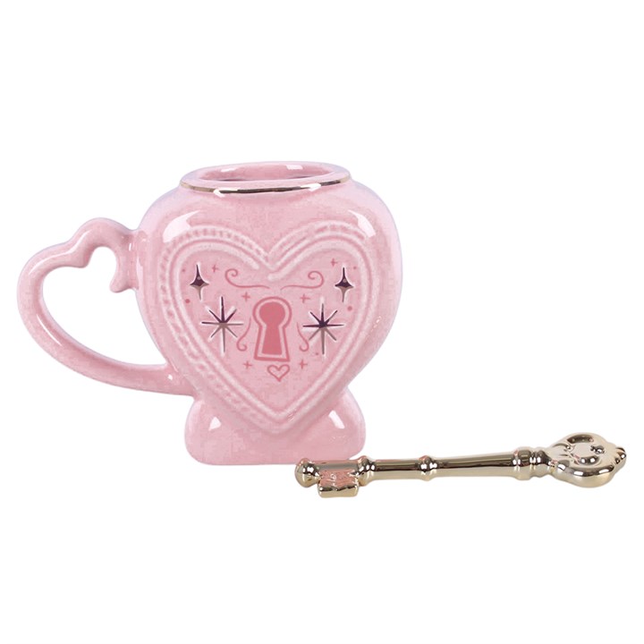 Key to My Heart – Herz Tasse mit goldenem Schlüssel-Rührer