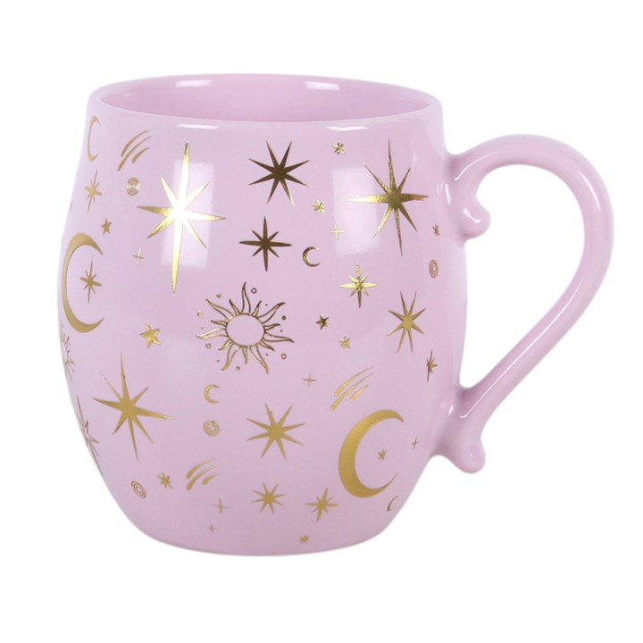 Pastel Skies – Flieder Celestial Tasse mit goldenem Sternenhimmel