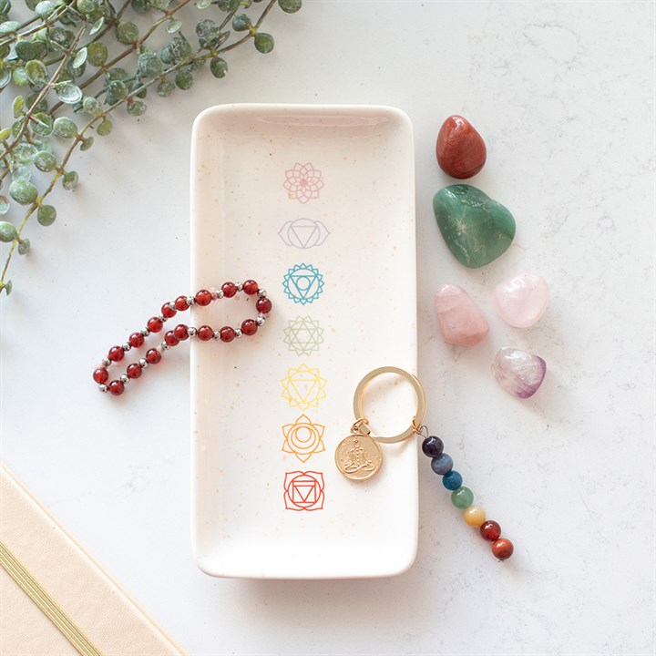 Aligned Energy – Rechteckige Ablageschale mit Chakra-Symbolen