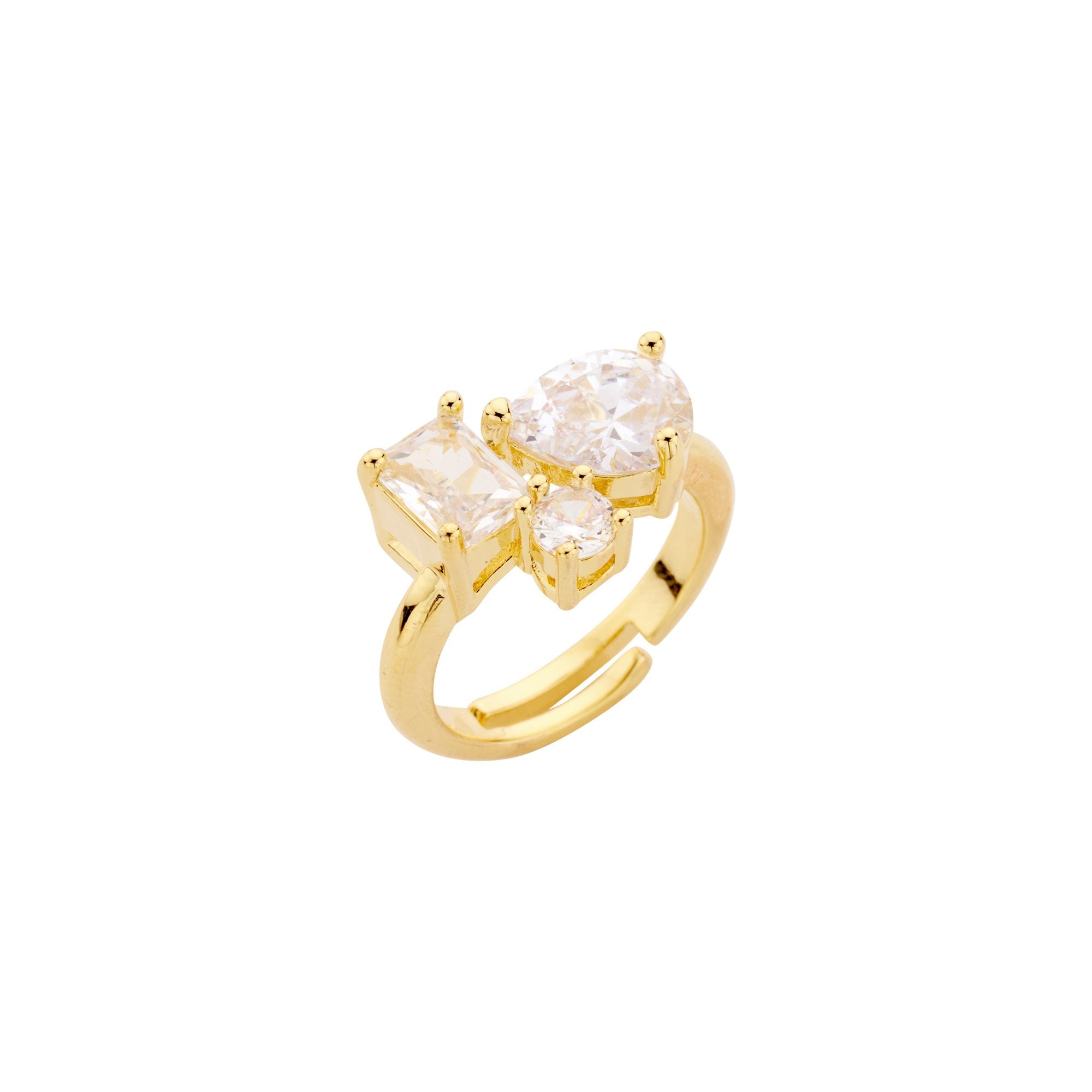 Triple Diamond Ring Gold – Verstellbarer Statement-Ring
