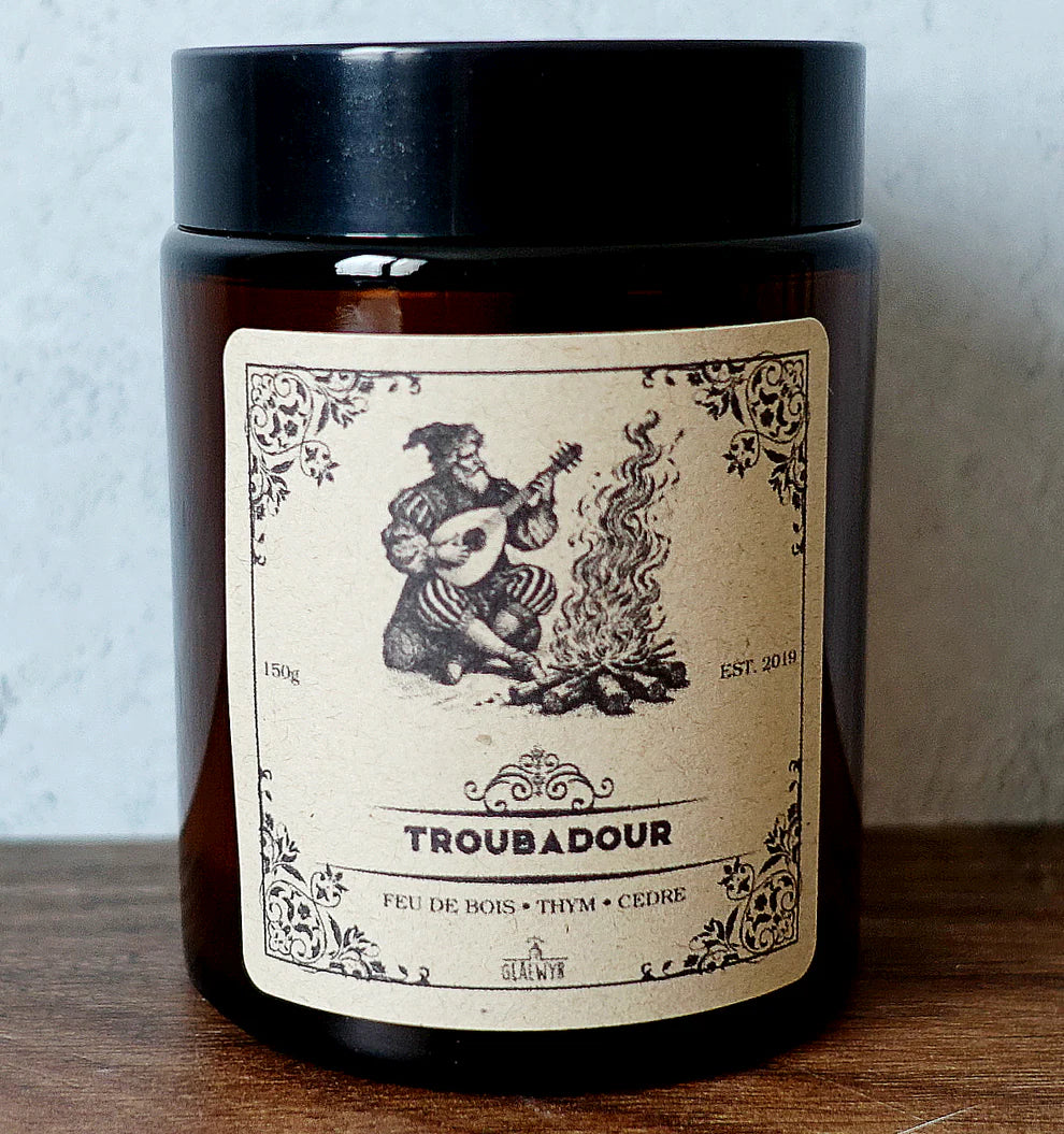 Troubadour – Duftkerze | Holzfeuer & Glutnoten | 150 ml